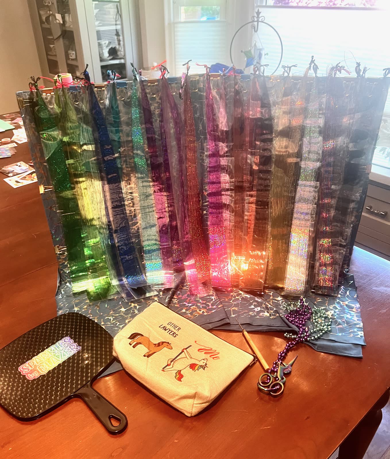 Rack of more than thirty sparkle colours